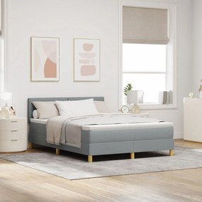 vidaXL Pat cu Arcuri cu Saltea Gri deschis 140x200 cm Țesătură