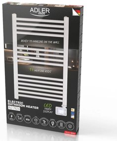 Calorifer pentru baie Adler AD 7824, 600W, 13 elementi, Panou de control LED, IP24, Alb