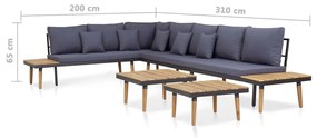 Set mobilier de gradina cu perne 7 locuri lemn masiv de acacia