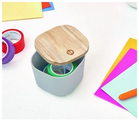 Cutie depozitare cu capac din lemn paulownia iDesign Eco, 9 x 9 cm, gri