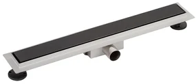 Granada scurgere de duș cu capac din sticlă neagră, 70 cm