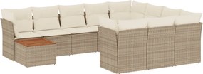 vidaXL Set canapele de grădină cu perne, 11 piese, bej, poliratan