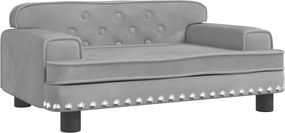 vidaXL Pat de câini, gri deschis, 70x45x30 cm, catifea