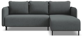 Colțar gri închis extensibil/cu spațiu de depozitare (cu colț pe partea dreaptă) Luana – Makamii