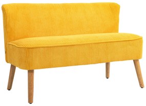HOMCOM Canapea 2 locuri, design scandi elegant, cadru masiv din lemn, până la 150 kg, 117 x 56,5 x 77 cm, Galben | Aosom Romania