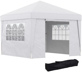 Outsunny Cort Pliabil 3x3m cu Înălțime Reglabilă, Design Pop Up, Ferestre, Alb, Perfect pentru Evenimente în Aer Liber | Aosom Romania