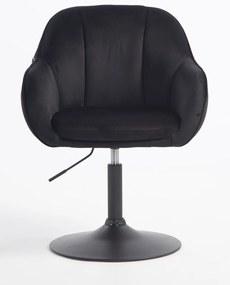 HR2055N Scaun Neagră din Catifea cu Bază Neagră