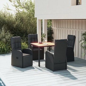 3157599 vidaXL Set mobilier de grădină cu perne, 5 piese, negru, poliratan