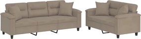 vidaXL Set de canapele cu perne, 2 piese, gri taupe, microfibră