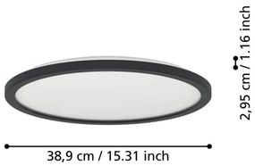 Plafonieră LED dimabilă de exterior Eglo 901454 ROVITO-R 18,5W/230V d. 38,9 cm IP44 negru + telecomandă