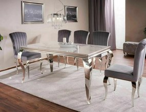 Masa Prince Ceramic Calacatta alb/crom L180xl90 cm