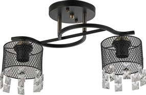 Lustra Clasica Elegance Klausen Lustros PL2 2xE27 Metal Negru si Sticla 41x23x26 cm Corp Iluminat Interior pentru Living Dining Hol Design Rafinat