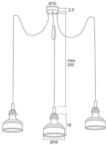 Argon 1354 - Lustră LED pe cablu TULUZA 3xLED/5W/230V