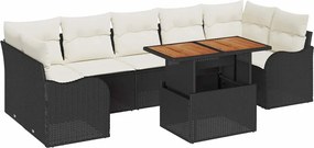 vidaXL Set de canapele pentru grădină 8 pcs Negru Rattan poli