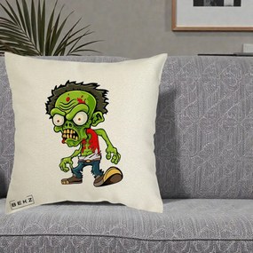 Perna Decorativa Zombie Halloween, 40x40 cm, Ecru, Husa Detasabila, Perna Inclusa, BEKZ®