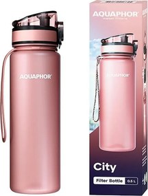 Sticla cu filtru pentru apa Aquaphor City 160041, 500 ml, Tritan, Carbune activ, Aqualen, Capac cu inchidere, Roz