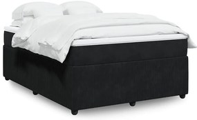vidaXL Pat box spring cu saltea, negru, 160x200 cm, catifea