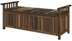 Outsunny Bancă de grădină cu 2 locuri din lemn, rezistentă la intemperii, mobilier de grădină cu spațiu de depozitare și brațe 128,5 x 56 x 53,5cm, Verkohlt | Aosom Romania
