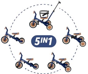 Tricicletă pentru copii PETITE&MARS 5 în 1 TURBO Enigmatic Blue