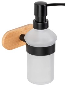 Dozator de săpun lichid negru/în culoare naturală autoadeziv din sticlă 300 ml Orea Bamboo – Wenko