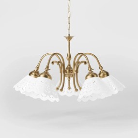 Candelabru 5 brate din alama si abajur ceramic Zefira