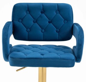HR8403KW Scaun Catifea Bleumarin cu Bază Aurie