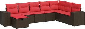 vidaXL Set canapele de grădină cu perne, 8 piese, maro, poliratan