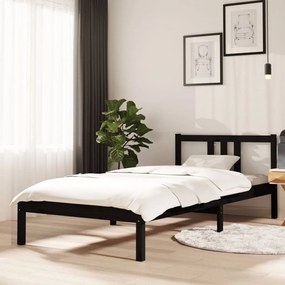 814873 vidaXL Cadru de pat, negru, 90x200 cm, lemn masiv