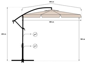 Umbrelă mare de grădină bej cu suport