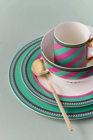 Bol din porțelan, Pip Studio, Stripes Pink-Green, 15.5cm, colecția Pip Chique