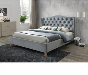 Pat 180 200 cm ASPEN, stofa catifelata gri - BLUVEL 14, cu somiera