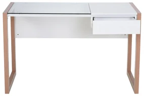 HOMCOM Masă de Birou Elegantă din Lemn și Sticlă Temperată, Design Modern cu Sertar, pentru Acasă sau Birou, 120x60x75cm | Aosom Romania