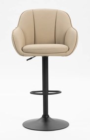 HR2055W Scaun Crem din Piele Ecologica cu Bază Neagră