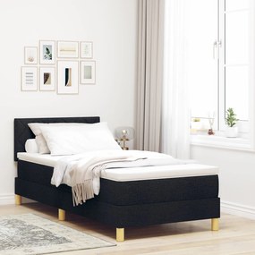 vidaXL Pat cu arcuri cu saltea Negru 90x200 cm Țesătură