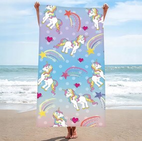 Prosop plaja UNICORN PONNY 100x180 cm colorat, 100% microfibra