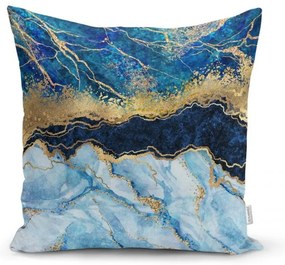Față de pernă Minimalist Cushion Covers Marble With Blue, 45 x 45 cm