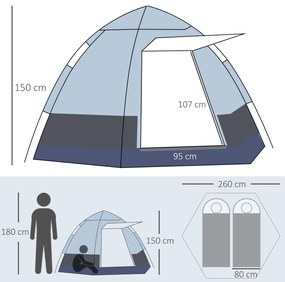 Outsunny Cort de Camping cu 4 Locuri, Deschidere Automată și Accesorii Incluse, Cort de Călătorie,  2.6x2.6x1.5 m Gri | Aosom Romania