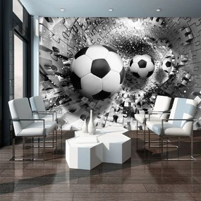 Fototapet - Mingi de fodbal în 3D puzzle (254x184 cm)