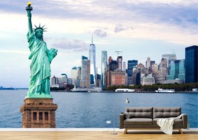 Tapet Premium Canvas - Statuia Libertatii si orasul New York