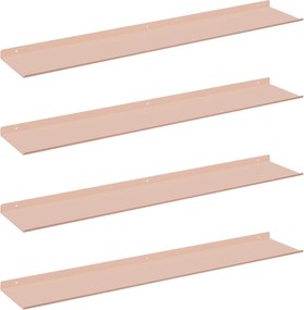 vidaXL Raft suspendat Pe perete 4 pcs Roz 100 x 18 x 2,5 cm Oțel