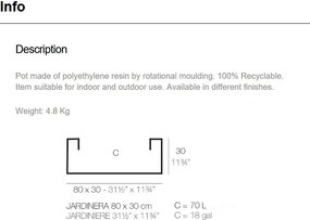 Jardiniera plante design decorativ exterior/interior JARDINIERE 80x30x30cm