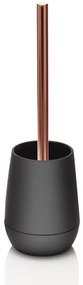 Perie de toaleta cu suport VOGUE, Abs Cauciuc Metal, Negru, 11.1x11.1x37 cm