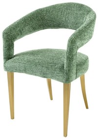 Set 2 scaune, Stofa Structurata, Verde, Metal, Auriu, BOUTIQUE, A-45924 VC