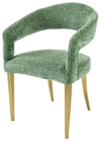 Set 2 scaune, Stofa Structurata, Verde, Metal, Auriu, BOUTIQUE, A-45924 VC