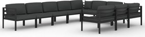 vidaXL Set mobilier de grădină cu perne, 10 piese, antracit, aluminiu