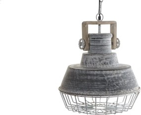 Lustră suspendată din metal și lemn, gri, finisaj patinat, 45 x 39 cm, „Barbizon”