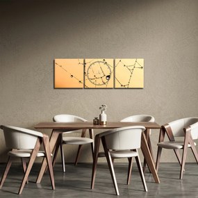 Tablou cu pânză de pâianjen cu rouă (cu ceas) (90x30 cm)
