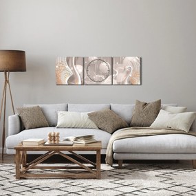 Tablou - Lebede fermecate (cu ceas) (90x30 cm)