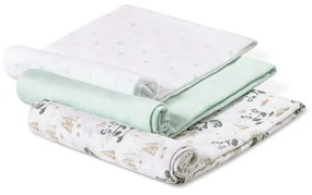 Set 3 museline 80 x 80 cm model panda - alb si verde Inter Baby