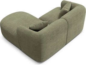 Colțar verde cu tapițerie din catifea reiată (cu colț pe partea dreaptă/cu șezlong) Campi – Cosmopolitan Design